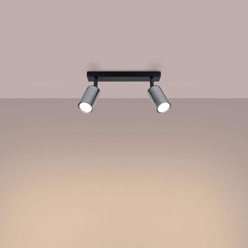 Plafond Winx 2 Schwarz Chrom Dezente 2-Flammige Lampe Mit Chromakzenten-Leuchtezauber