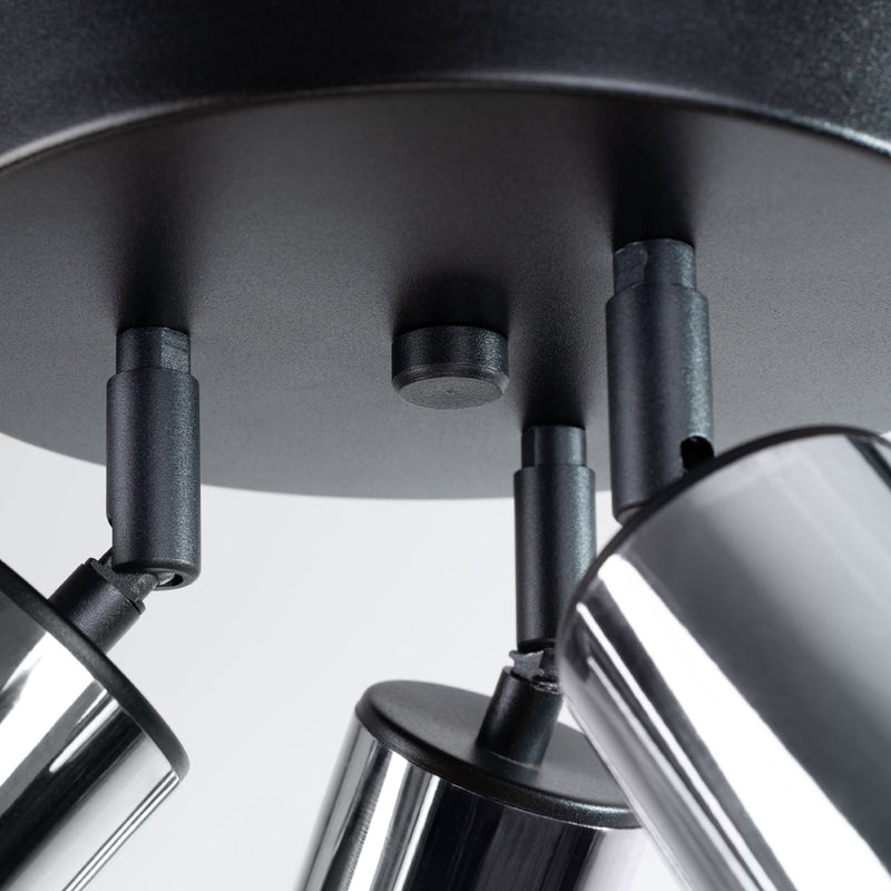 Plafond Winx 3P Schwarz Chrom Elegante 3-Spot Deckenleuchte In Chromfinish-Leuchtezauber