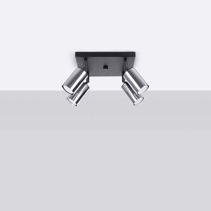 Plafond Winx 4 Schwarz Chrom Stilvolle 4-Flammige Lampe In Chrom-Schwarz-Leuchtezauber