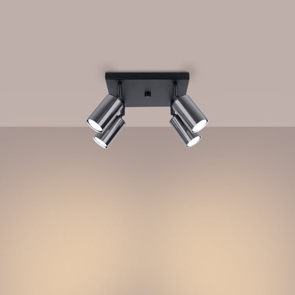 Plafond Winx 4 Schwarz Chrom Stilvolle 4-Flammige Lampe In Chrom-Schwarz-Leuchtezauber