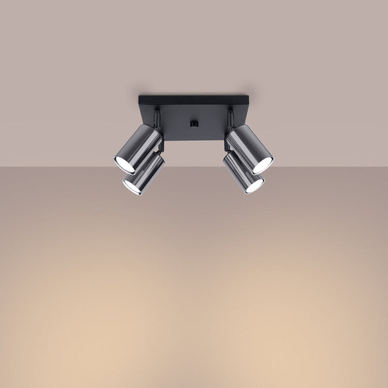 Plafond Winx 4 Schwarz Chrom Stilvolle 4-Flammige Lampe In Chrom-Schwarz-Leuchtezauber