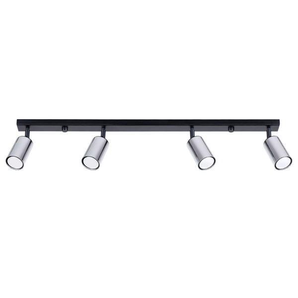 Plafond Winx 4L Schwarz Chrom Lineare Deckenleuchte Mit 4 Chromspots-Leuchtezauber