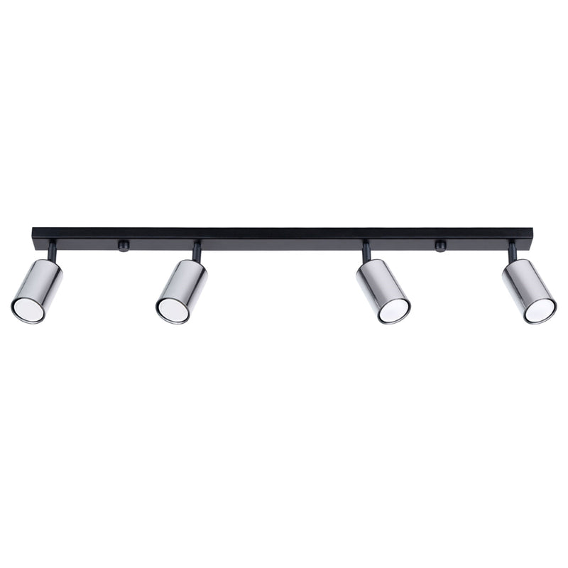 Plafond Winx 4L Schwarz Chrom Lineare Deckenleuchte Mit 4 Chromspots-Leuchtezauber