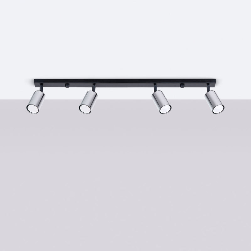 Plafond Winx 4L Schwarz Chrom Lineare Deckenleuchte Mit 4 Chromspots-Leuchtezauber