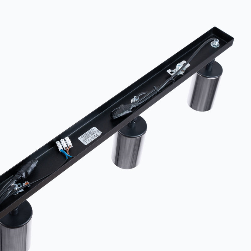 Plafond Winx 4L Schwarz Chrom Lineare Deckenleuchte Mit 4 Chromspots-Leuchtezauber