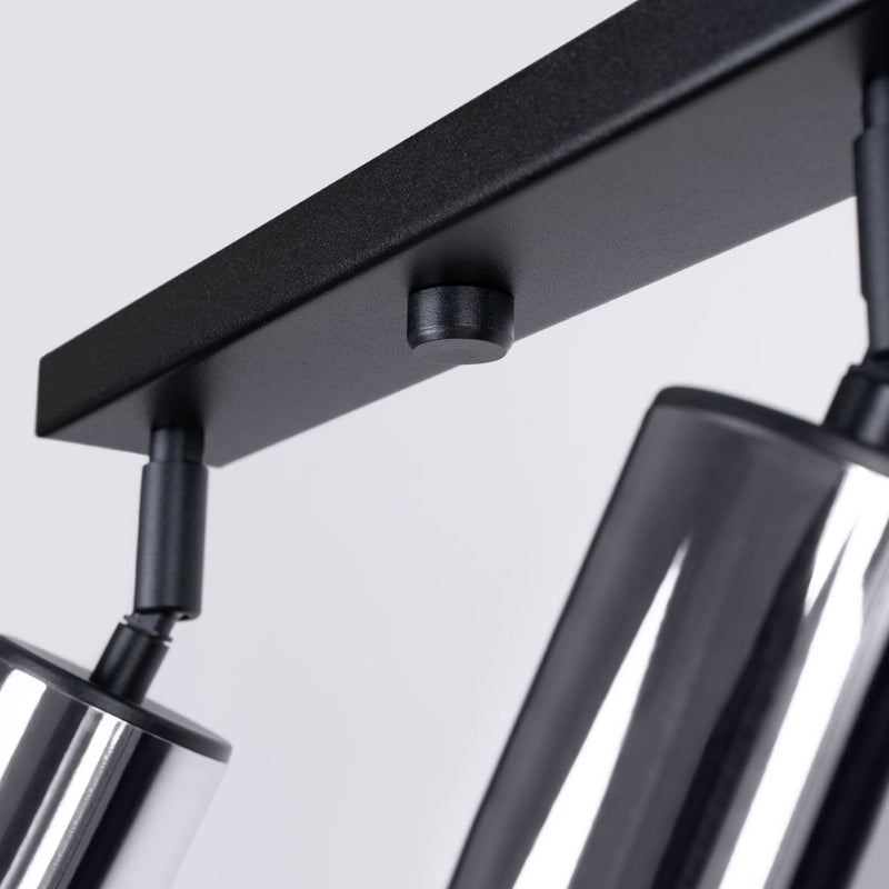 Plafond Winx 4L Schwarz Chrom Lineare Deckenleuchte Mit 4 Chromspots-Leuchtezauber