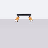 Plafond Winx 2 Schwarz Kupfer Minimalistische 2-Spot Leuchte In Kupfer Und Schwarz-Leuchtezauber