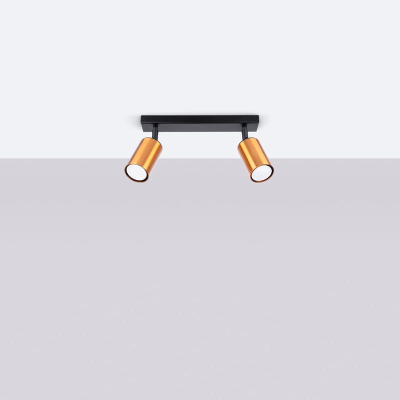 Plafond Winx 2 Schwarz Kupfer Minimalistische 2-Spot Leuchte In Kupfer Und Schwarz-Leuchtezauber