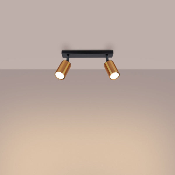 Plafond Winx 2 Schwarz Kupfer Minimalistische 2-Spot Leuchte In Kupfer Und Schwarz-Leuchtezauber