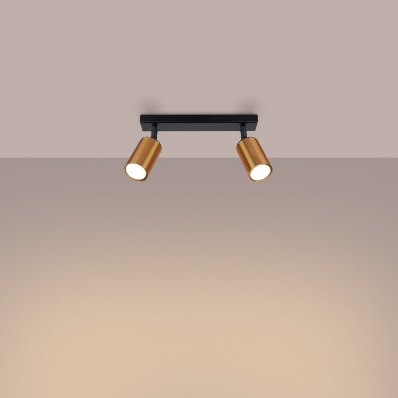 Plafond Winx 2 Schwarz Kupfer Minimalistische 2-Spot Leuchte In Kupfer Und Schwarz-Leuchtezauber