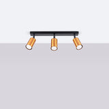 Plafond Winx 3 Schwarz Kupfer Moderne 3-Flammige Deckenlampe Mit Kupferdetails-Leuchtezauber