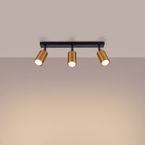 Plafond Winx 3 Schwarz Kupfer Moderne 3-Flammige Deckenlampe Mit Kupferdetails-Leuchtezauber