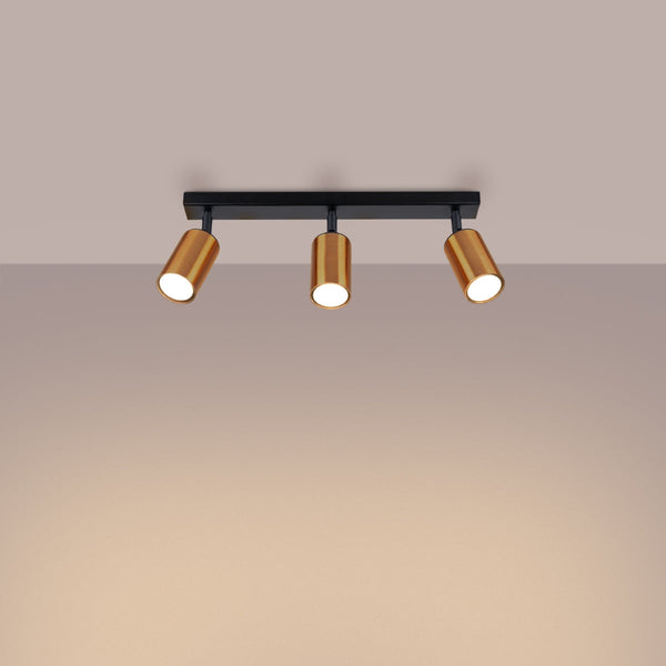 Plafond Winx 3 Schwarz Kupfer Moderne 3-Flammige Deckenlampe Mit Kupferdetails-Leuchtezauber