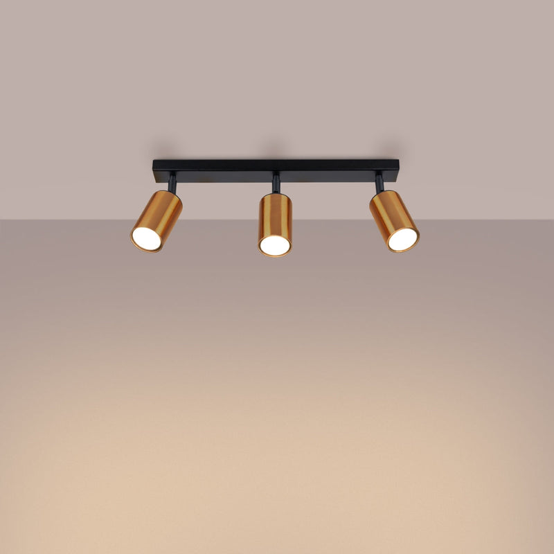 Plafond Winx 3 Schwarz Kupfer Moderne 3-Flammige Deckenlampe Mit Kupferdetails-Leuchtezauber