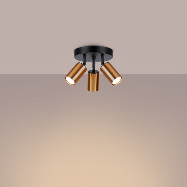 Plafond Winx 3P Schwarz Kupfer Kompakte 3-Spot Lampe In Edlem Kupferlook-Leuchtezauber