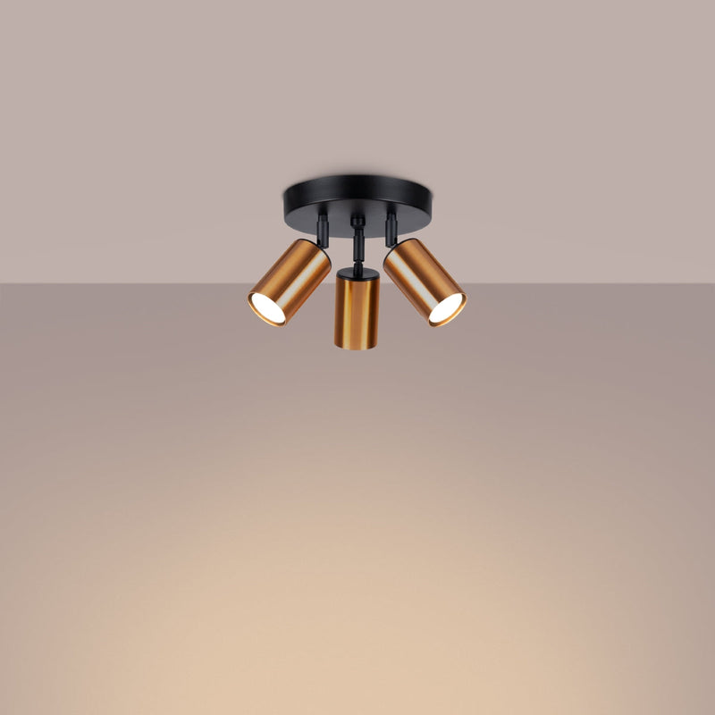 Plafond Winx 3P Schwarz Kupfer Kompakte 3-Spot Lampe In Edlem Kupferlook-Leuchtezauber