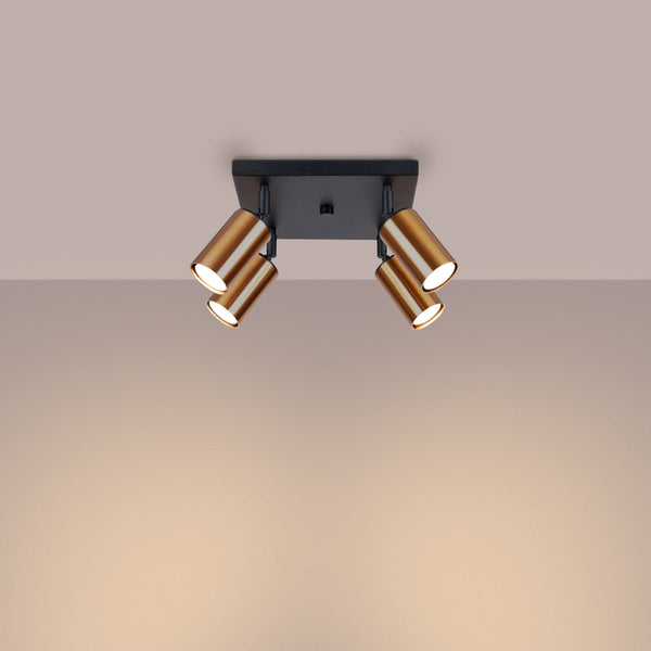 Plafond Winx 4 Schwarz Kupfer Elegante 4-Flammige Deckenlampe In Schwarz-Kupfer-Leuchtezauber