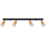 Plafond Winx 4L Schwarz Kupfer Lineare Deckenleuchte Mit 4 Kupferspots-Leuchtezauber