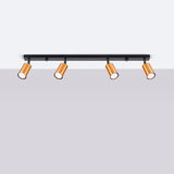 Plafond Winx 4L Schwarz Kupfer Lineare Deckenleuchte Mit 4 Kupferspots-Leuchtezauber