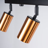 Plafond Winx 4L Schwarz Kupfer Lineare Deckenleuchte Mit 4 Kupferspots-Leuchtezauber