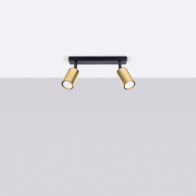 Plafond Winx 2 Schwarz Gold Stilvolle 2-Flammige Spotlampe In Schwarz-Gold-Leuchtezauber