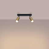 Plafond Winx 2 Schwarz Gold Stilvolle 2-Flammige Spotlampe In Schwarz-Gold-Leuchtezauber