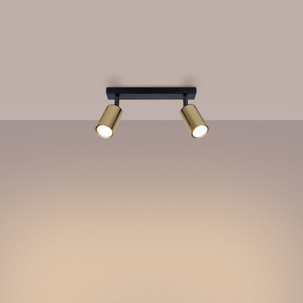 Plafond Winx 2 Schwarz Gold Stilvolle 2-Flammige Spotlampe In Schwarz-Gold-Leuchtezauber