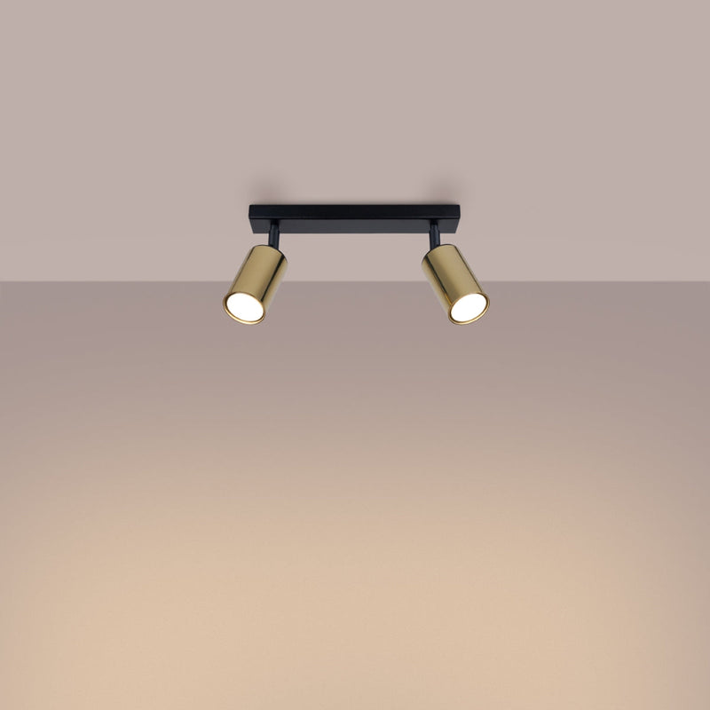 Plafond Winx 2 Schwarz Gold Stilvolle 2-Flammige Spotlampe In Schwarz-Gold-Leuchtezauber