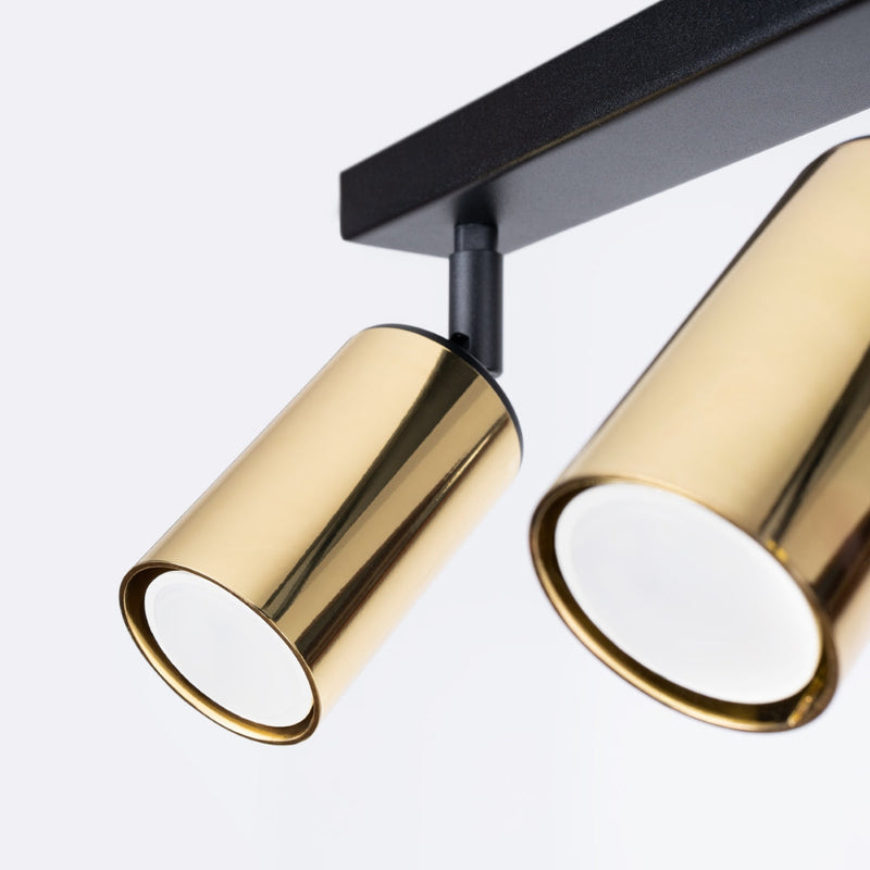 Plafond Winx 2 Schwarz Gold Stilvolle 2-Flammige Spotlampe In Schwarz-Gold-Leuchtezauber