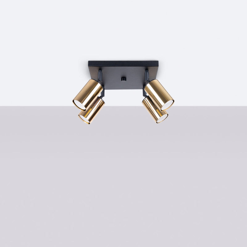 Plafond Winx 4 Schwarz Gold Kompakte 4-Flammige Lampe Mit Goldakzent-Leuchtezauber