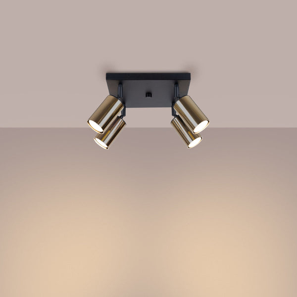 Plafond Winx 4 Schwarz Gold Kompakte 4-Flammige Lampe Mit Goldakzent-Leuchtezauber