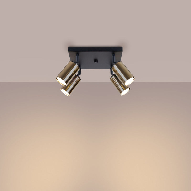 Plafond Winx 4 Schwarz Gold Kompakte 4-Flammige Lampe Mit Goldakzent-Leuchtezauber