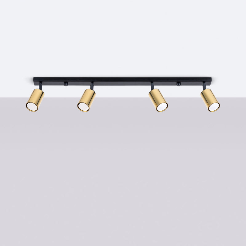 Plafond Winx 4L Schwarz Gold Moderne Lineare 4-Flammige Deckenleuchte-Leuchtezauber