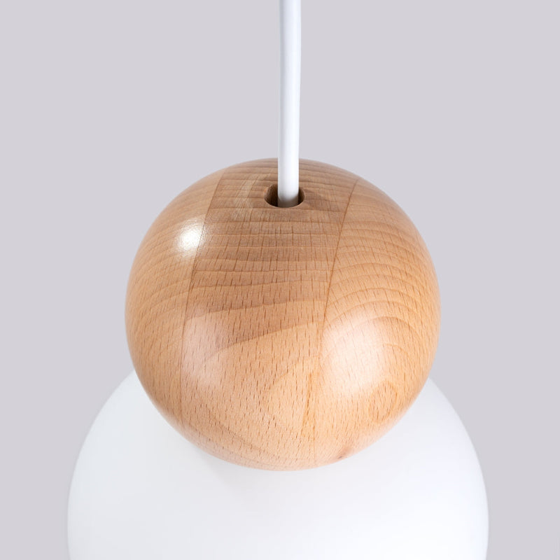 Hängeleuchte Pekka 1-flammig Weiß & Holz – Natürliches Design für stilvolle Räume-Leuchtezauber
