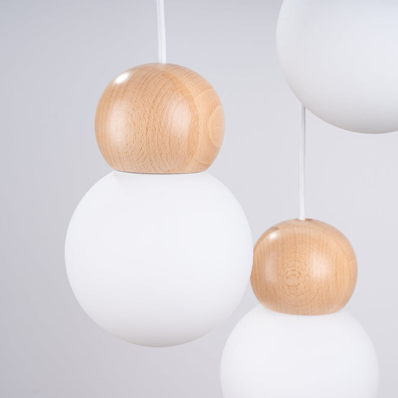 Hängeleuchte Pekka 3-flammig Weiß & Holz – Skandinavischer Look für Esstisch & mehr-Leuchtezauber