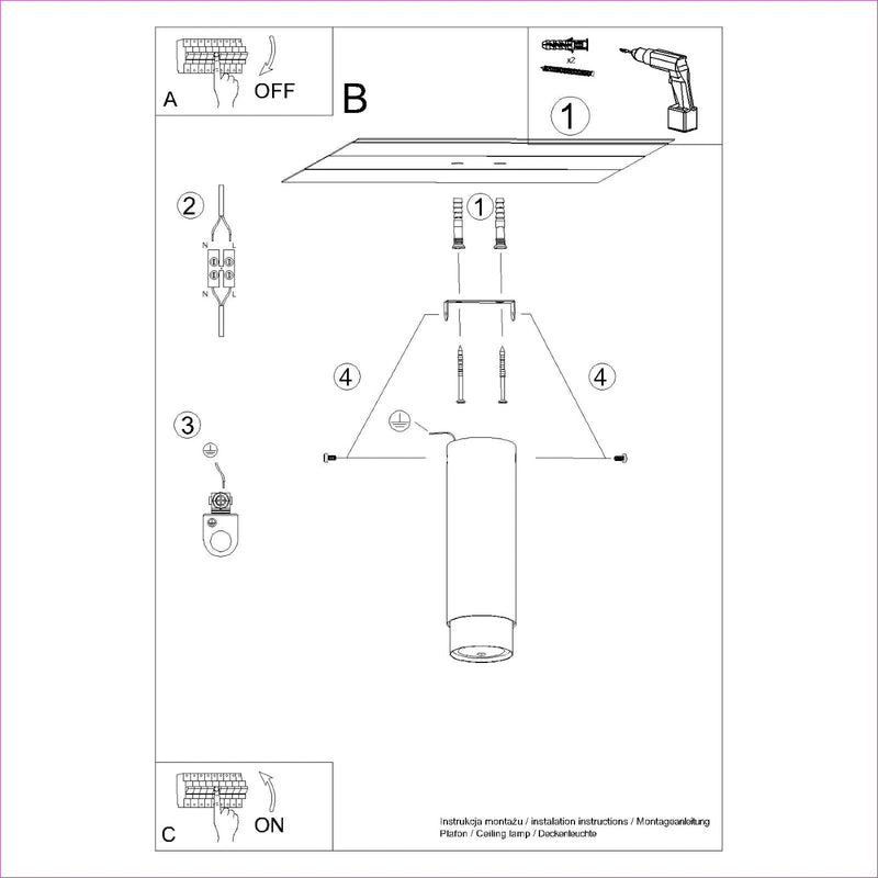 Plafond Nero Ø22,5 Cm Schwarz-Gold Edle Deckenlampe Mit Akzent-Leuchtezauber