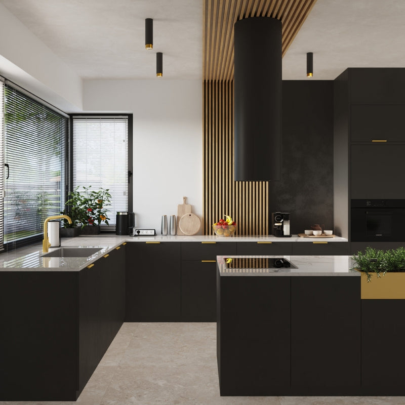 Plafond Nero Ø22,5 Cm Schwarz-Gold Edle Deckenlampe Mit Akzent-Leuchtezauber