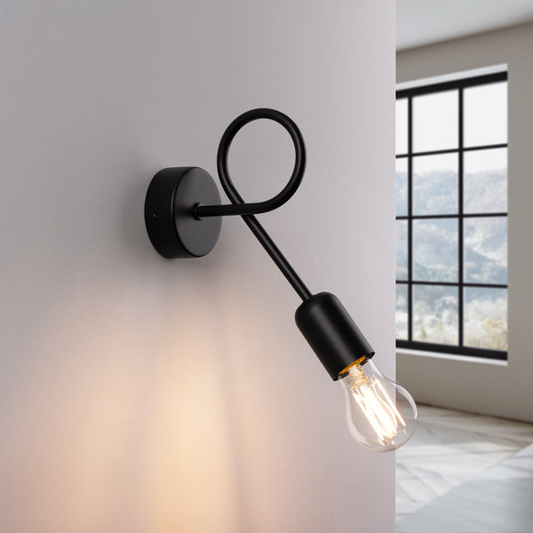 Wandleuchte Loop Schwarz Led Rund Design Wandlampe-Leuchtezauber