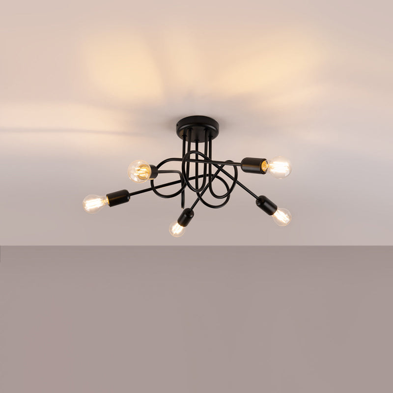 Kronleuchter Loop 5-flammig Schwarz – Modern & Ausdrucksstark-Leuchtezauber