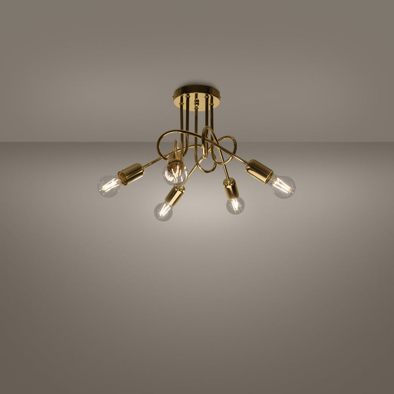 Kronleuchter LOOP 5-flammig Gold – Modernes Design-Leuchtezauber