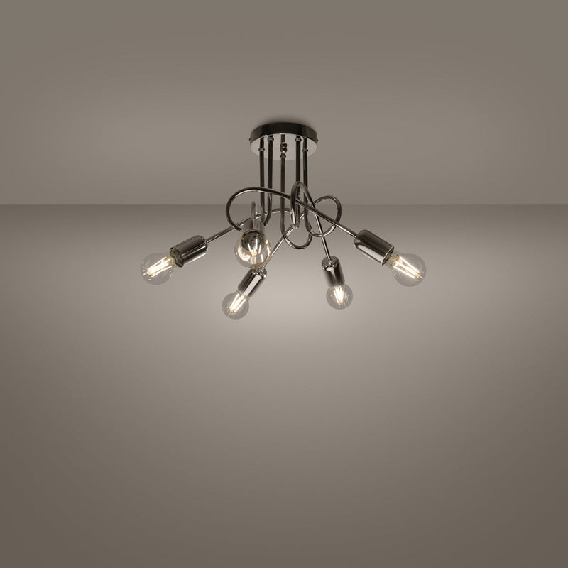 Kronleuchter LOOP 5-flammig Chrom – Modernes Design-Leuchtezauber