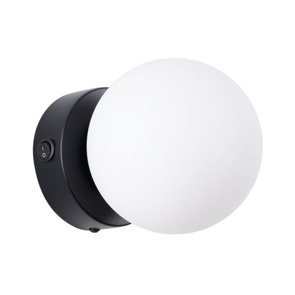 Wandlampe Yoli 1 Schwarz Minimalistische Schwarze Wandleuchte Mit Runder Glasabdeckung-Leuchtezauber