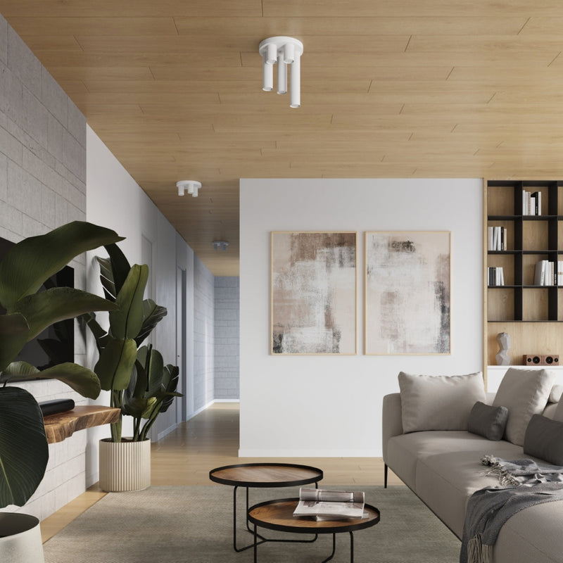 Plafond Lagos 5-Flammig Weiß Moderne Deckenlampe Mit Spots-Leuchtezauber