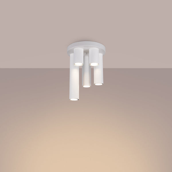 Plafond Lagos 5-Flammig Weiß Moderne Deckenlampe Mit Spots-Leuchtezauber