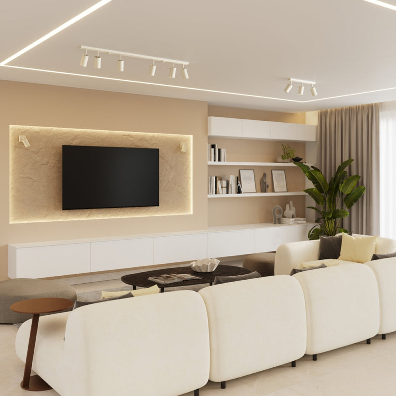 Plafond Ring 4L Beige Moderne 4-Flammige Leuchte In Beige-Finish-Leuchtezauber