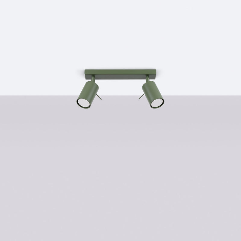 Plafond Ring 2 Olivgrün Kompakte Deckenleuchte Mit 2 Spots In Olivgrün-Leuchtezauber