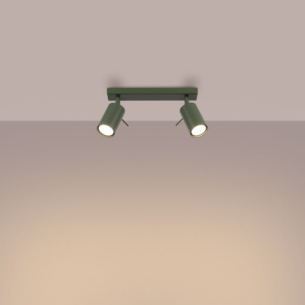 Plafond Ring 2 Olivgrün Kompakte Deckenleuchte Mit 2 Spots In Olivgrün-Leuchtezauber