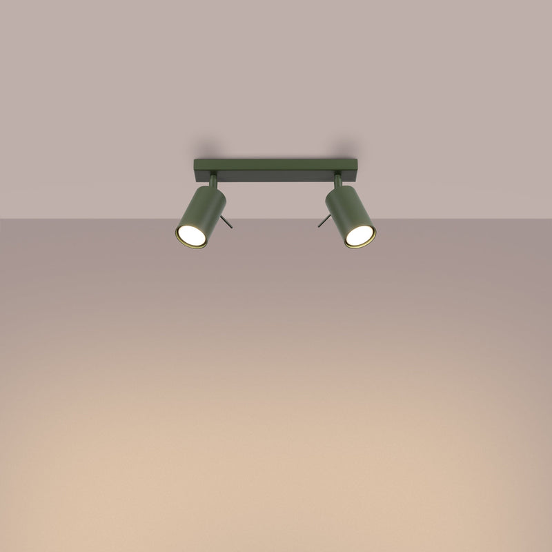 Plafond Ring 2 Olivgrün Kompakte Deckenleuchte Mit 2 Spots In Olivgrün-Leuchtezauber