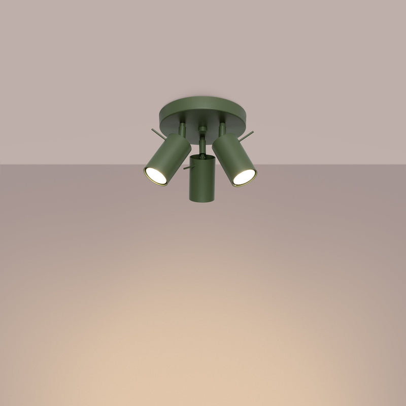 Plafond Ring 3P Olivgrün Moderne 3-Spot Deckenleuchte In Olivgrün-Leuchtezauber
