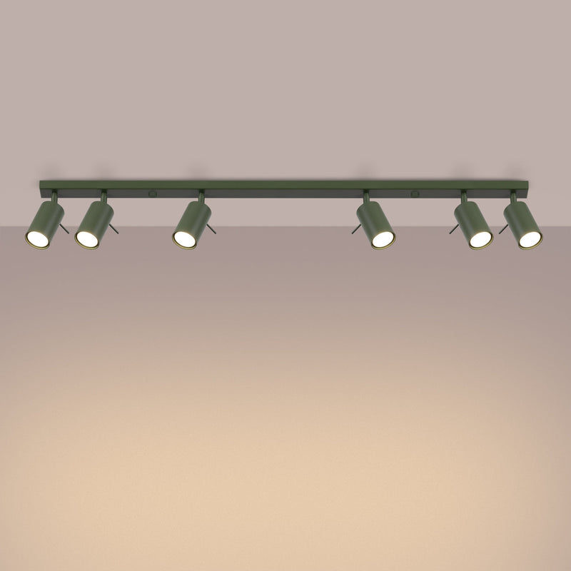 Plafond Ring 6L Olivgrün Große 6-Flammige Deckenlampe In Olivgrün-Leuchtezauber